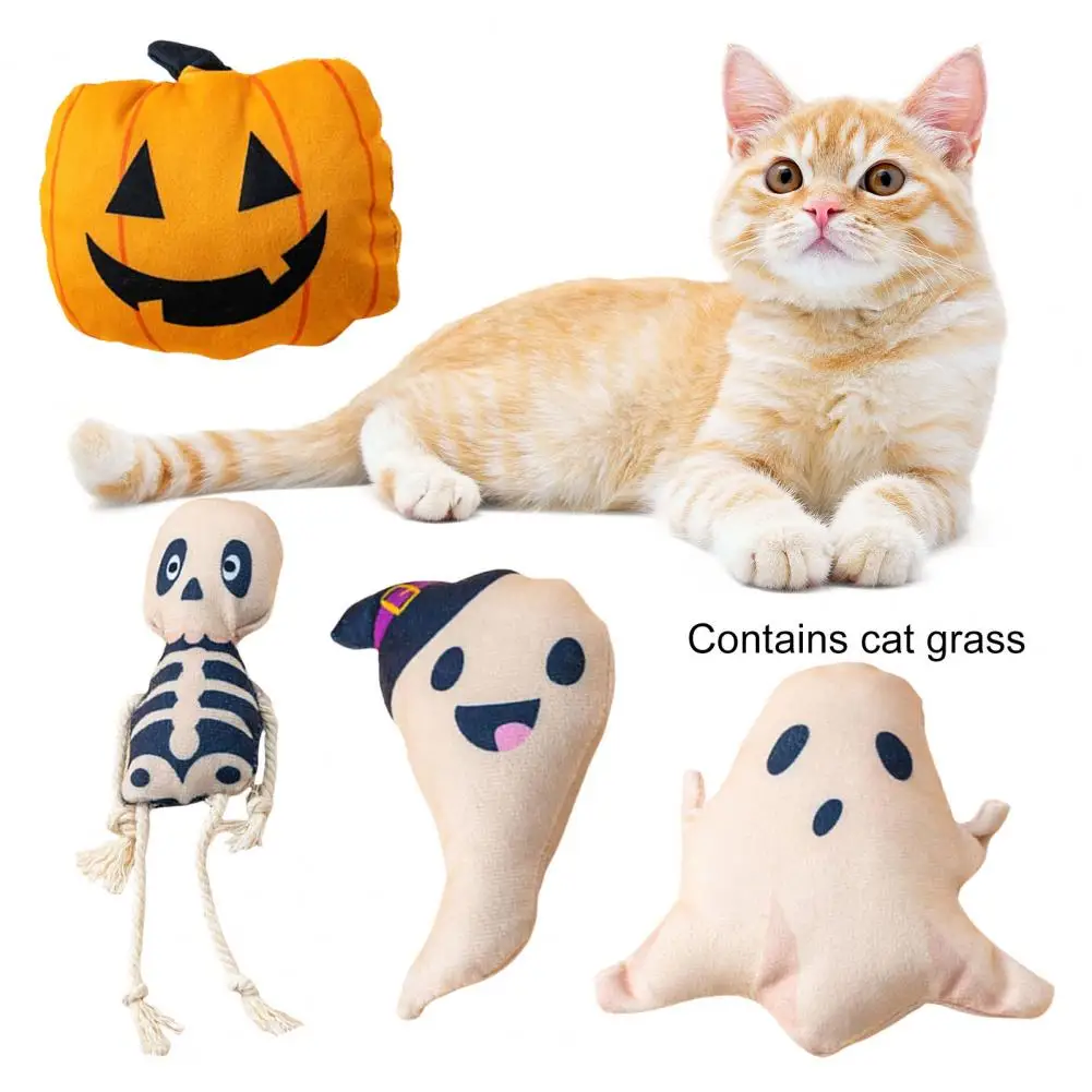 Cat Toy with Catnip Teeth Cleaning Play Toy Durable Bite-Resistant Halloween Plush Doll Pet Supplies xiaomi cat toy cute long tail fake plush mouse resistant to bite and molar interactive play pet supplies toy with plush ball