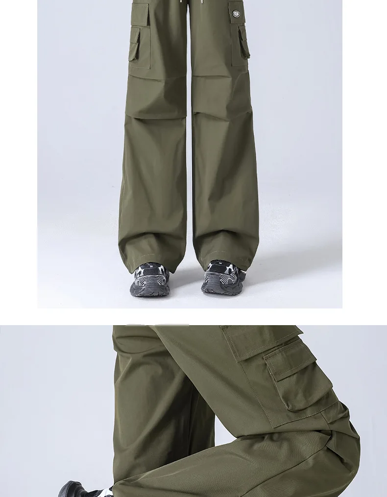Stylish High Waist Cargo Pants Waterproof Quick Dry Casual Outdoor Hiking Pants with Drawstring
