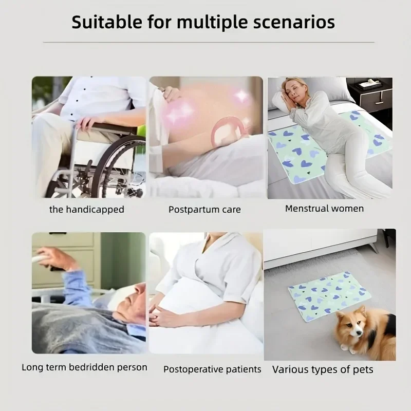 Bed Protection Pads Washable Reusable Absorbent Anti Slip for Adults Dog Cat Thick Care Pads for Adults