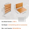 Folding Teak Shower Seat, 20.9 x 16'' Unfolded, Wall Mounted Fold Up Shower Bench with 500 lbs Load Capacity 5