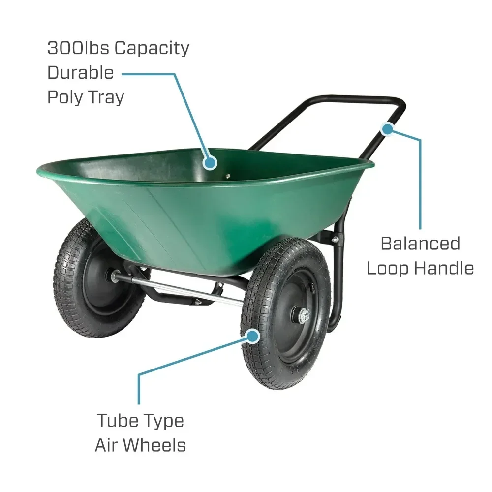Yard Rover 2 Tire Wheelbarrow Utility Cart for Garden Green Ideal for residential gardening and landscaping