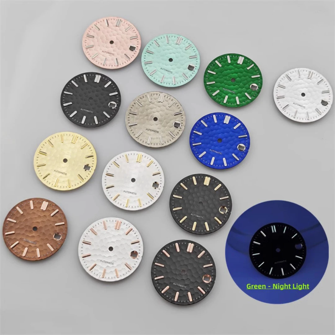 28.5mm NH35 Watch Dial Honeycomb Textured Surface Green Luminous Watch Face Accessories for NH35 Movement watch face accessories watch dial accessories