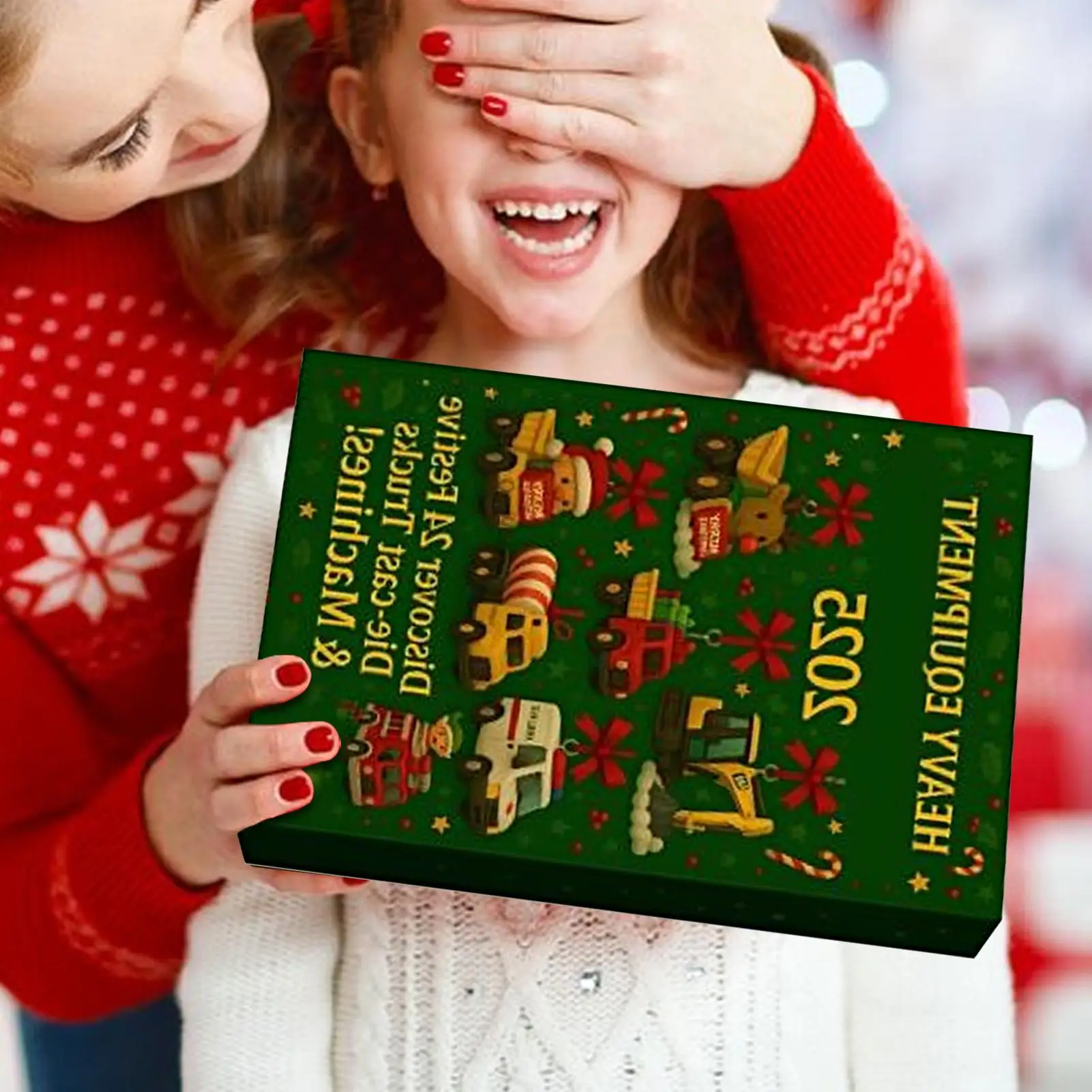 2025 Christmas Countdown Calendar Toys Advent Countdown Calendar with 24 Truck Ornament Toys 2D Acrylic Collectible Pendants