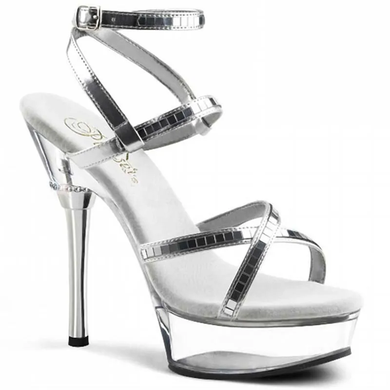 

In the summer, new high heels and silvery sequined women's shoes go with 15CM, high-heeled dance shoes