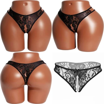 Intimo senza cavallo da donna Mutandine sexy Intimo per donna Slip trasparenti in rete di pizzo Lingerie erotica Il sesso può essere in perizoma