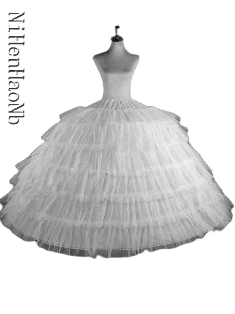 

White Skirt Support 6 Hoops Petticoats Bride for Wedding Dress Woman Big Ruffle Gown Underskirt Fluffy Tulle Adjustable