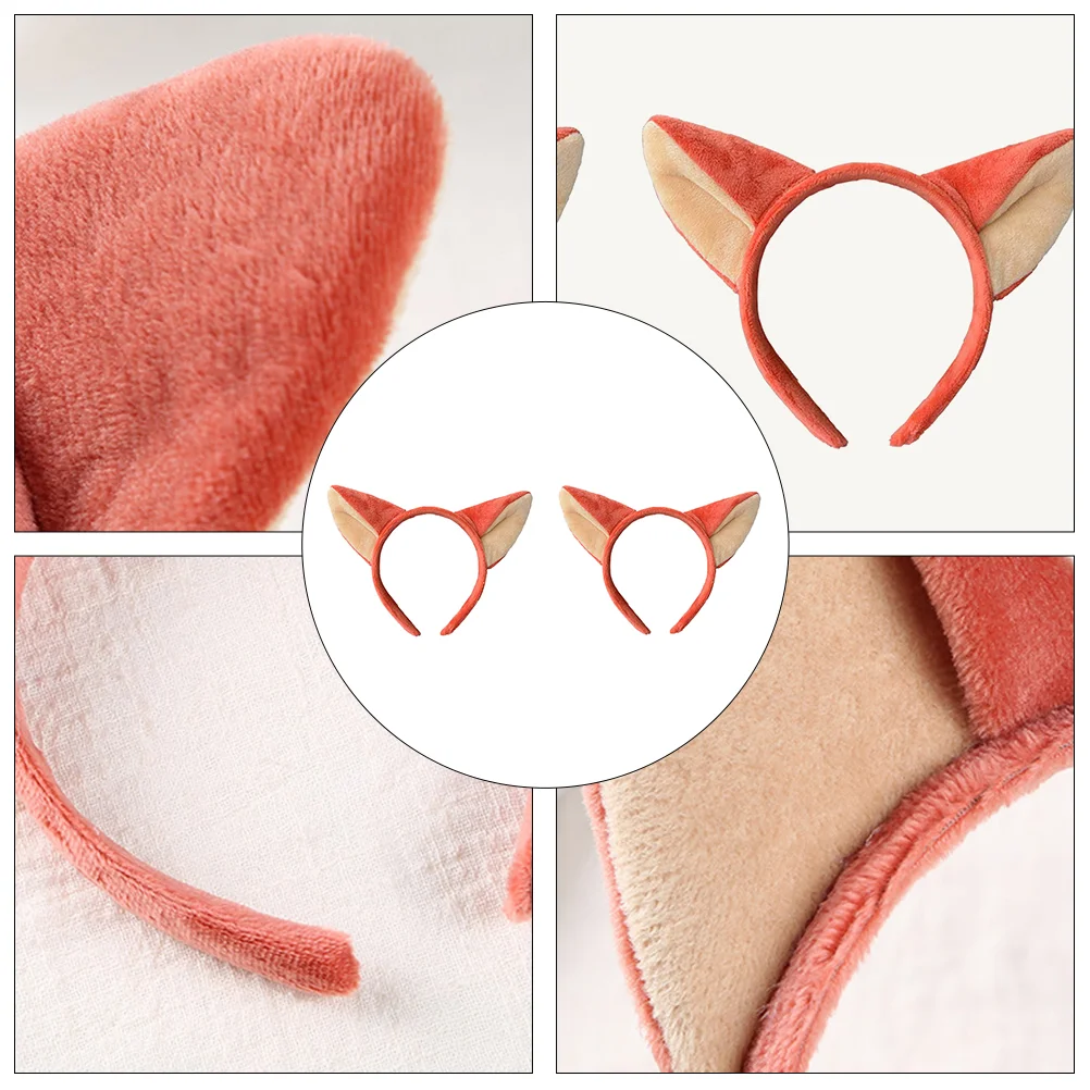 Costume Headband 2 Pcs Hairpin Fox Ears Headband Animal Animal Cosplay Headdress Fabric Foxes Headpiece