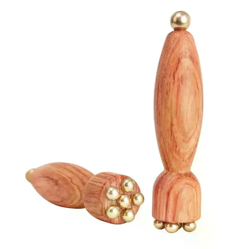 Lotus Seedpod Beauty Professional Brass & Rosewood Facial Gua Sha Tool Eye Relaxation Spot Meridians Acupoint Massage Handheld