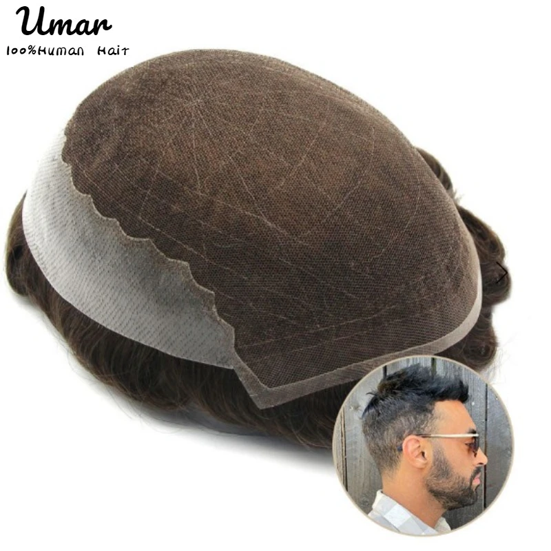 Q6 toupee para homens swiss rendas & base do plutônio sistemas de substituição do cabelo humano unidade peruca de peruca para homens 6 