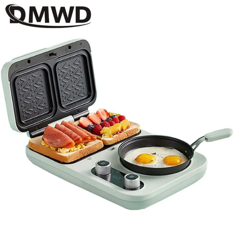 Household 3 in 1 Breakfast Machine Multifunctional Electric Waffle Maker Automatic Sandwich Bread Toaster Ham Meat Egg Grill Pan