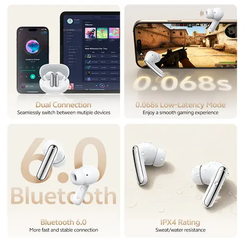 QCY Melobuds N20 HT20 Adaptive Hybrid Noise Cancelling -50dB Wireless  Bluetooth 6.0 Earbud 13mm Drivers 6 Mics HD Call Earphone - Image 6