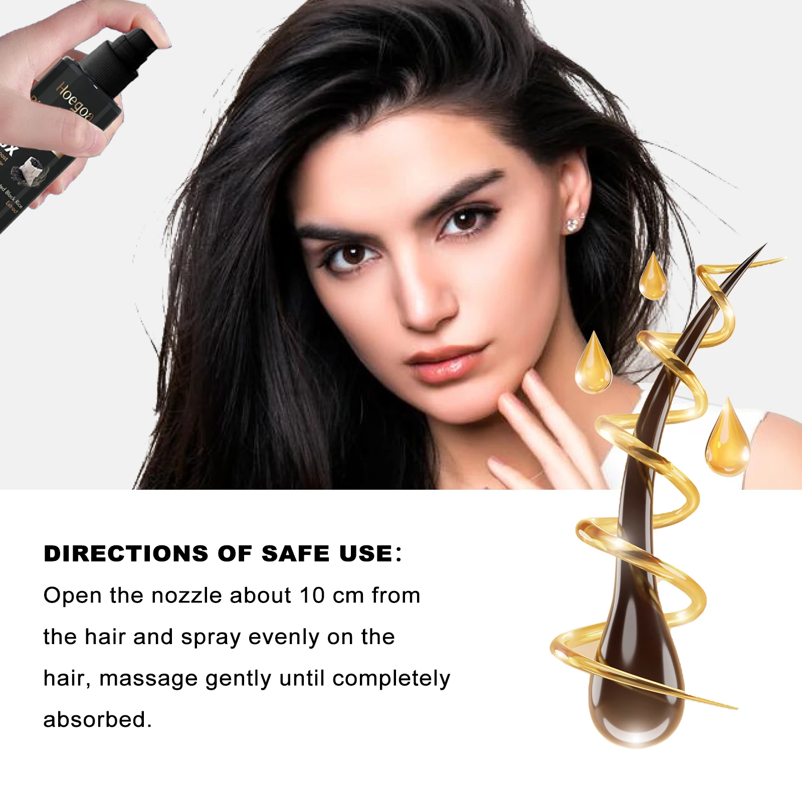 Hoegoa Rice Water Hair Thickening Spray: Deep Hair Nourishment, Anti-hair Loss, Strengthening, Hair Fixing & Scalp Care 100ml