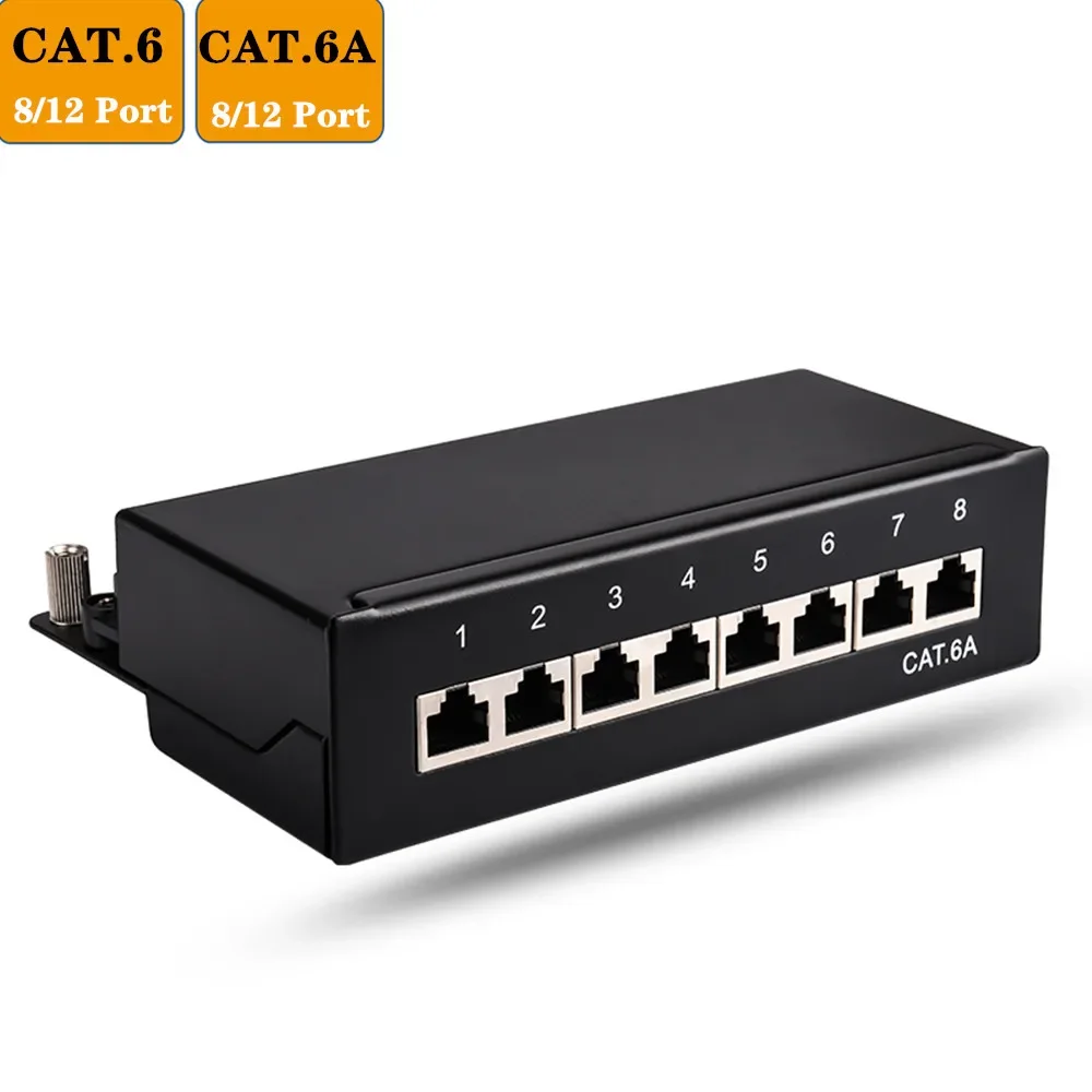 Painel de Remendo Protegido Completo do Adaptador de Rede Rj45 Cat6 Cat6a 12-port Mini Desktop Wall Mounted Keystone Jack Módulo de Rede