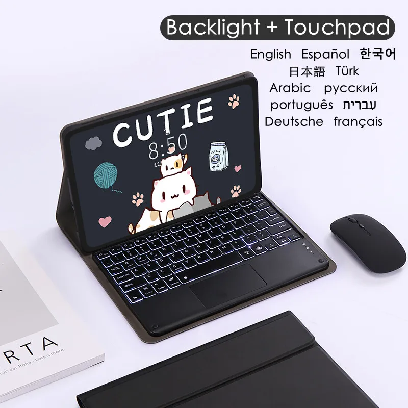 

Keyboard Case for Lenovo Tab M10 FHD Plus 10 3 Case TB-X606F/X Russian Spanish English Korean Touchpad Backlit Keyboard Cover