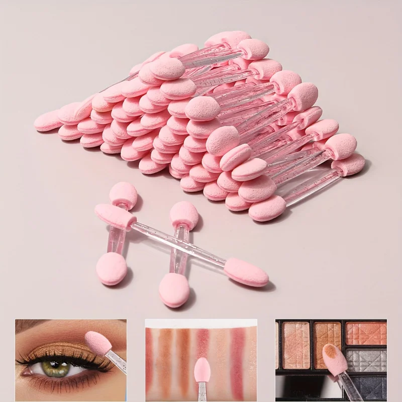 50Pcs 눈 일회용 아이 섀도우 스틱 더블 헤드 양면 아이 메이크업 애플리케이터 짧은 스폰지 아이 섀도우 애플리케이터