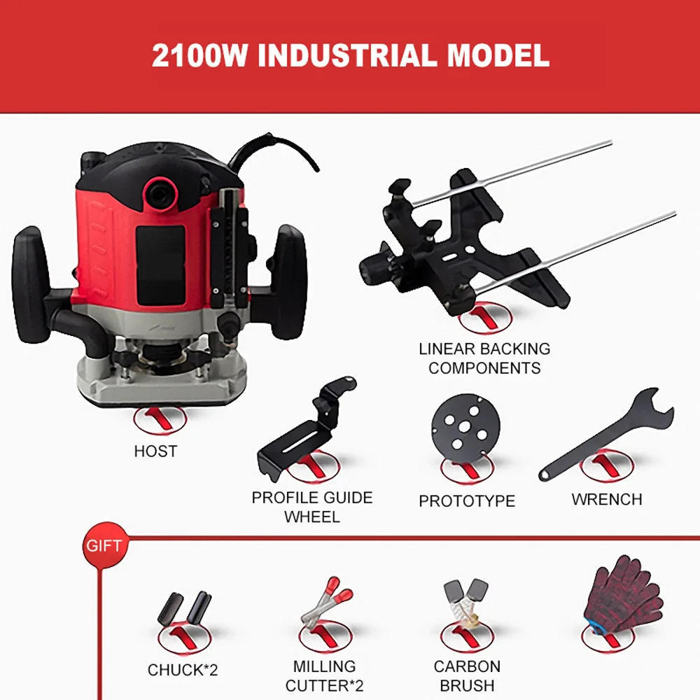 2100W Woodworking Electric Router trimmer Wood Milling Engraving Slotting Trimming machine Hand Carving Carpentry