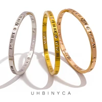 UHBINYCA Fashionable Hollow Roman Numeral Inlaid Zircon Bracelet for Women, Stainless Steel Hypoallergenic Jewelry 1