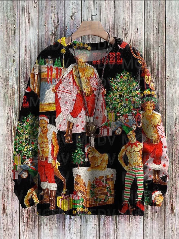 

Christmas Decoration Art Pattern Print Casual Knit Pullover Sweatshirt Men's For Women's Pullover
