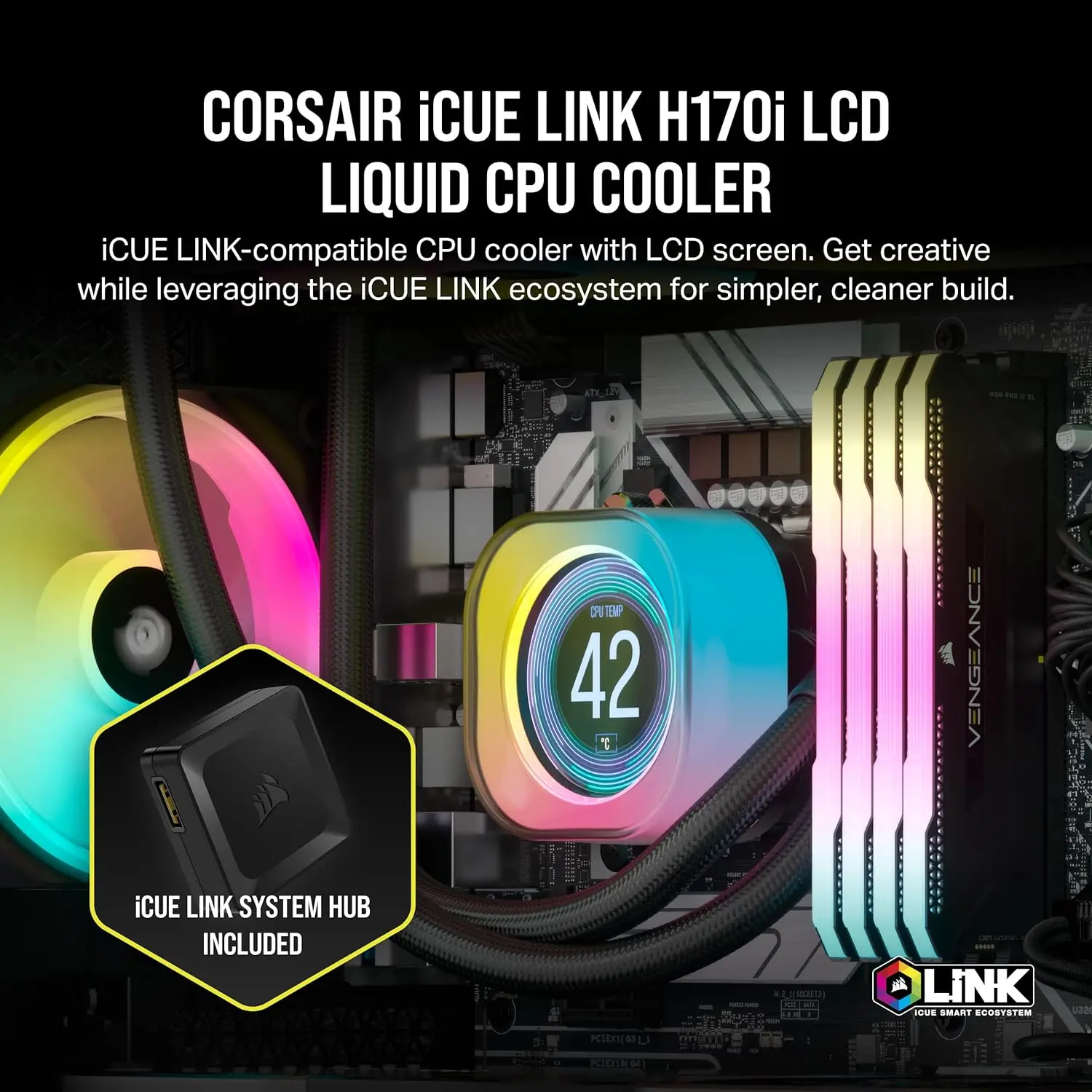 Corsair-icue link H170i cpuクーラー,420mm aio,qx140 rgb