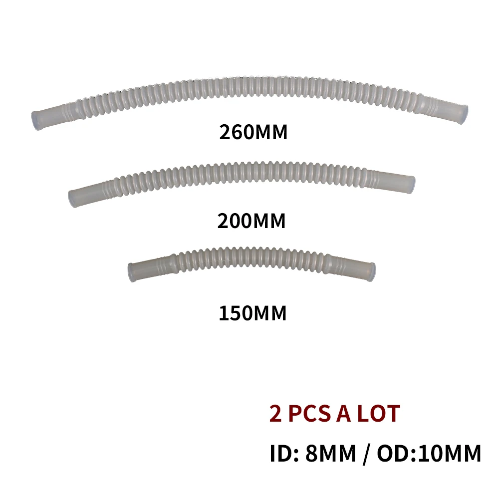 150mm 200mm 260mm Pipe Corrugated Flexible Hose For Fuel Pump Connector Length Plastic Tube ID 8mm OD10mm 2PCS/Lot corrugated plastic hose