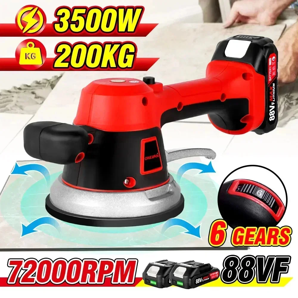 3500W tile vibration Tiling Tiles Machine 6Gear Vibrating Suction Cup For Tile Vibro Tile Machine For Makita 18V Battery portable high frequency vibration glasses wash cleaner multipurpose purple light jewelry watch dental electric washing machine
