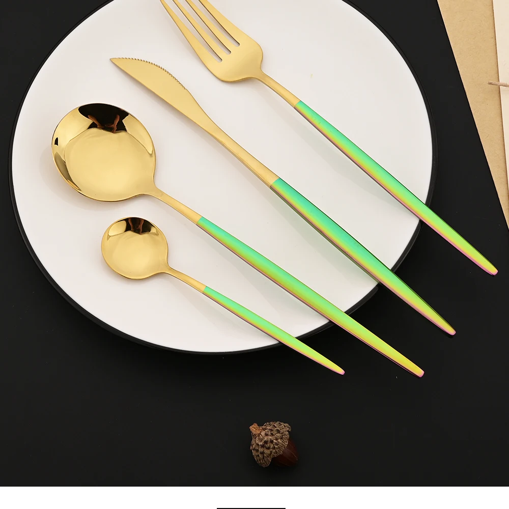 Description Picture 6 of item20Pcs Luxury Mirror Flatware Set Kitchen Stainless Steel Tableware Set Hotel Dinnerware Set Rose Gold Cutlery Set Gift