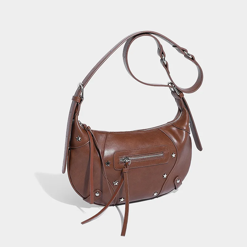 

Retro Soft Leather Crossbody Waist Bag 2024 Girls High-end Armpit Bag Fashion Versatile Niche High-end Shoulder Bag Trend