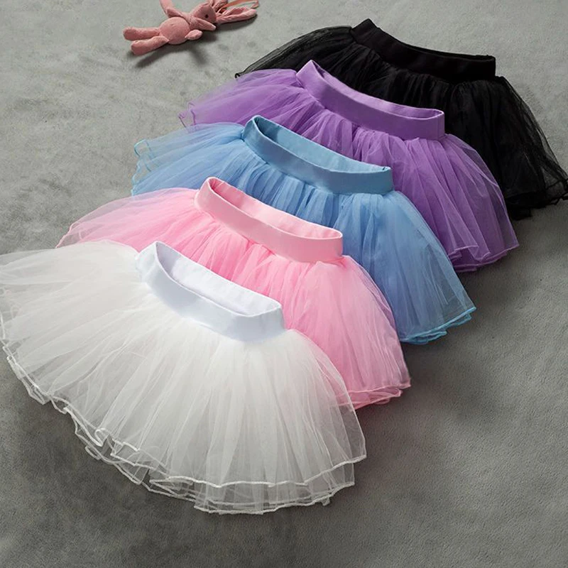 

Hot selling girls tutu pink children's fluffy 4-layer soft yarn tulle skirt white stretch ballet leotard skirt new style 2024