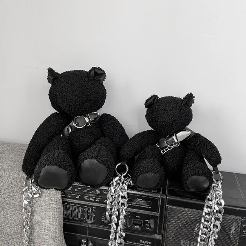 

Kawaii Coin Purse Gothic Crossbody Bag Cool Doll Bear Plush Toy Female Wallet Soft Stuffed Harajuku Decoration Package Girl Gift