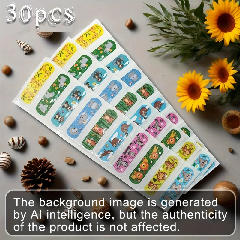 30/50pcs Christmas Elements Bandaid) PE Cartoon Bandages Flexible Adhesive Colorful Cute Bandages Fingertip Breathable Stickers