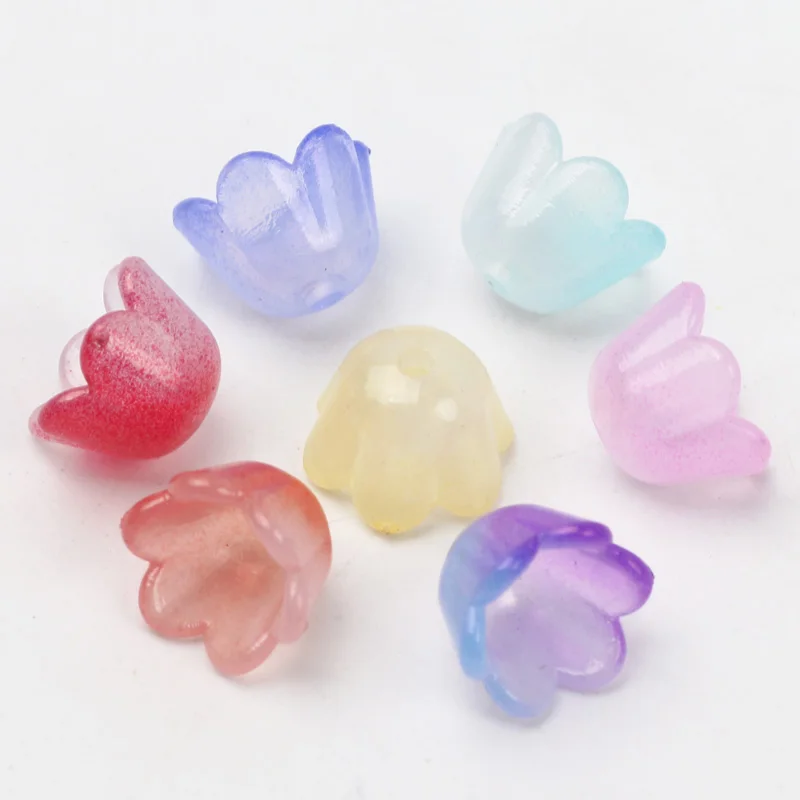 Flower Acrylic Beads Charms Bead Caps Loose Spacer Jewelry Making Diy Bracelet Necklace Accessories 100pcs