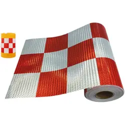 Red White Lattice Reflective Film Sticker for Anti-collision Barrier Road Barricade Traffic Facilities Self-adhesive Tape