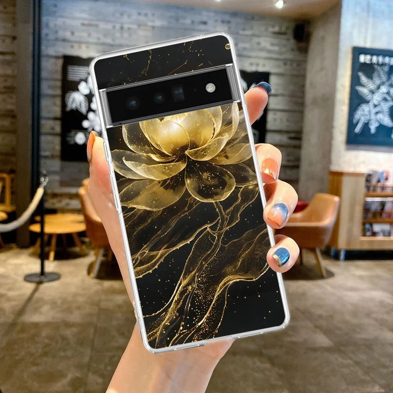 Clear Soft TPU Phone Case with Lotus Pattern