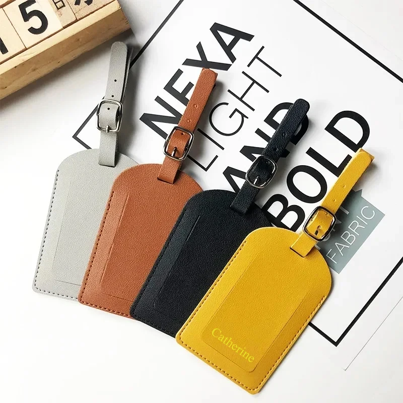 Custom Letters Multicolor Travel PU Leather Luggage Tag Aircraft Boarding Pass Tag Creative Suitcase Hang Tag Check-in Hotel Tag