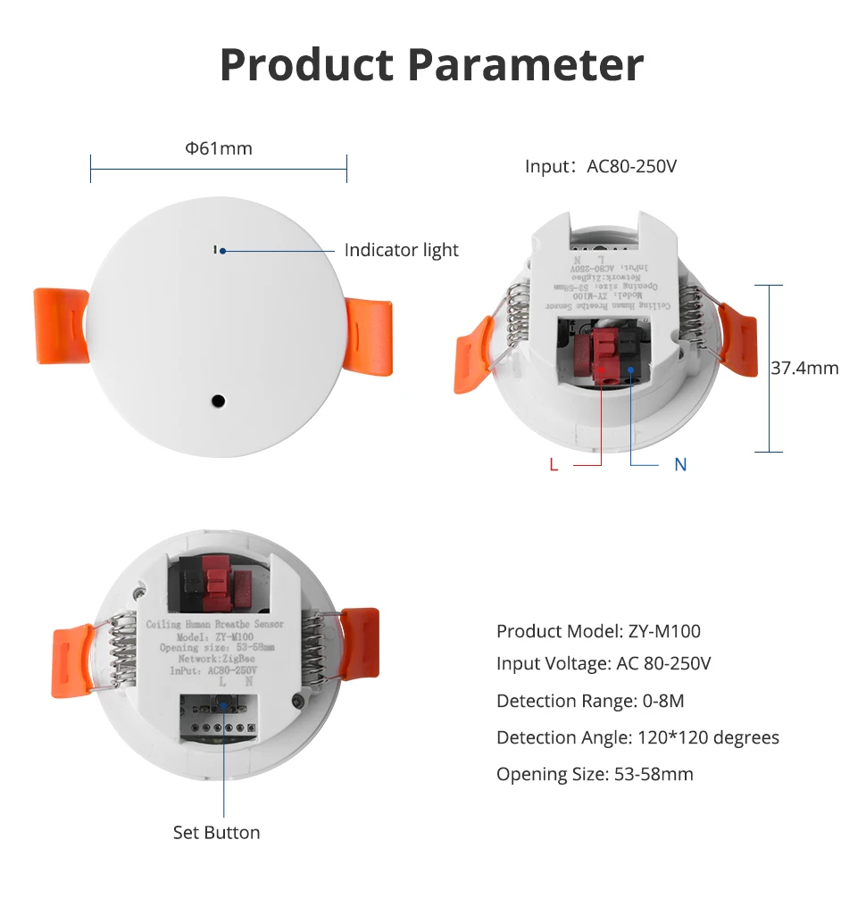 Benexmart Tuya Zigbee MmWave Radar Human Presence Sensor Luminance Distance Dete