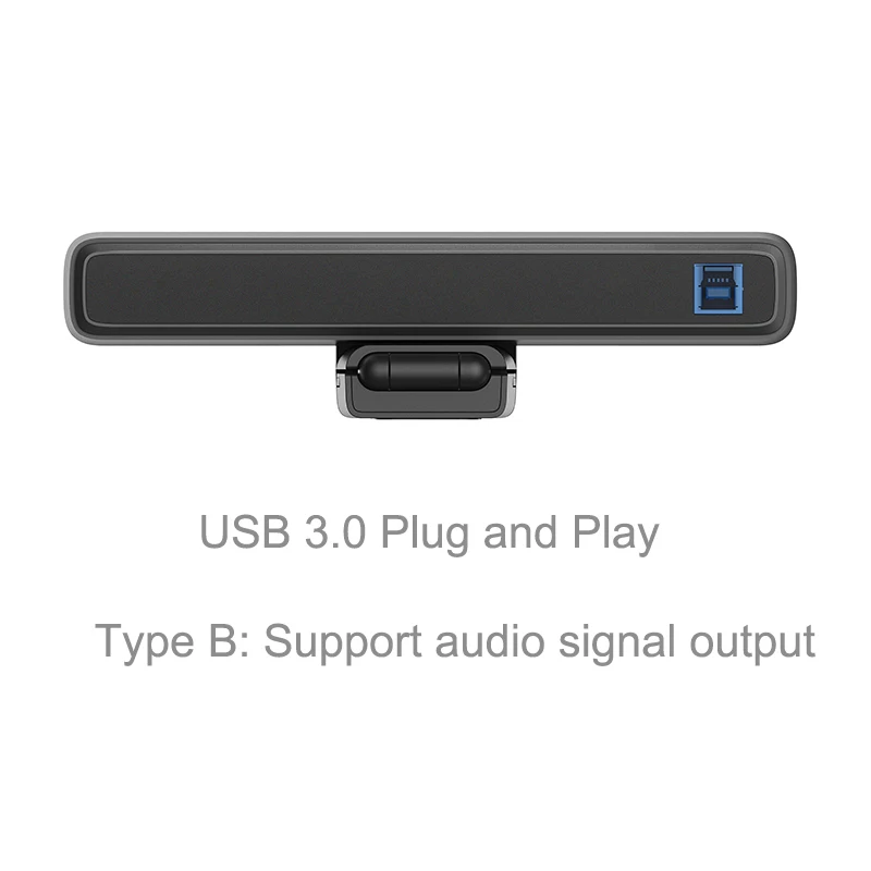 마이크 플러그 앤 플레이 USB EPTZ 카메라, 라이브 스트리밍, 게임, 온라인 학습, 화상 회의, 줌, 스카이프용, 4K 웹캠