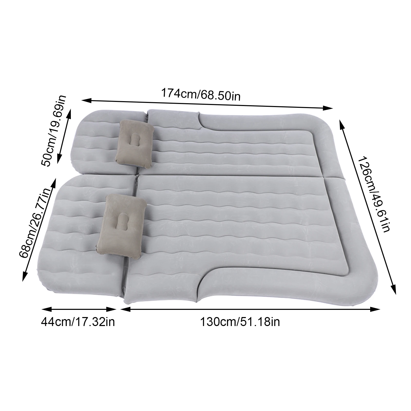 2‑In‑1 Multifunction Inflatable Travel Mattress PVC Flocking Soft Sleeping Rest Cushion for Car SUV