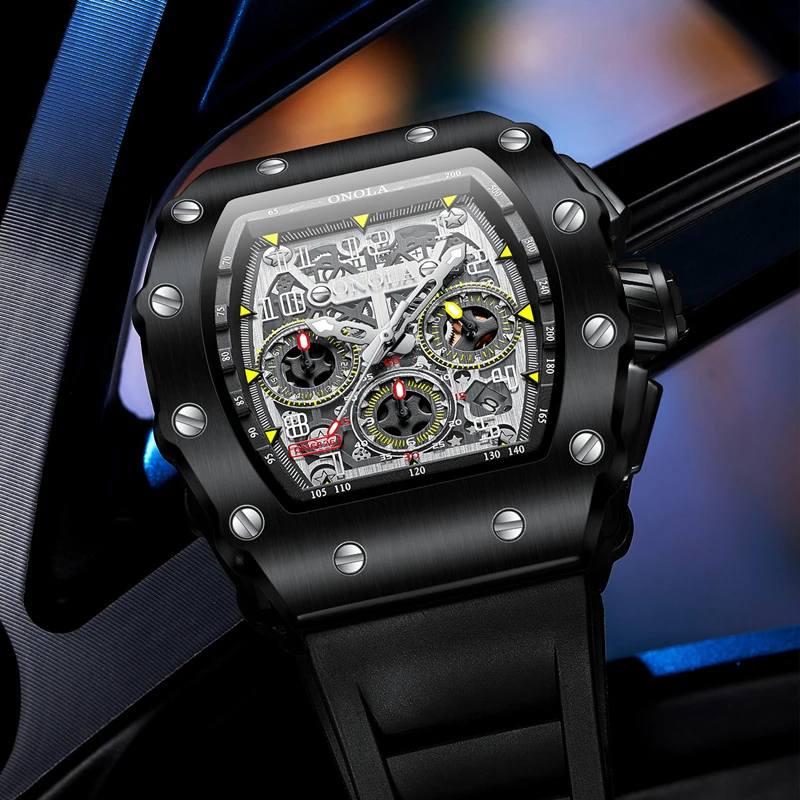 Fashion Men's Watch ONOLA Unique Design Multi-functional Automatic Mechanical Watches Men's Tape Waterproof Wristwatch mechanical watch