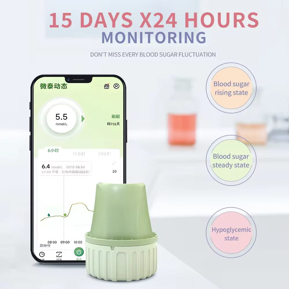 Aidex 2 Dynamic CGM System Glucose Sensor 24h Real Time Monitoring Tester Diabetes Suger Sensor Continuous 14 days IOS/Android blood glucose monitor