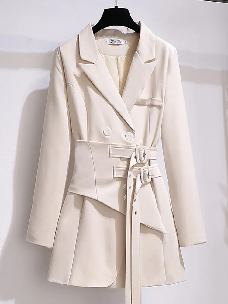 

Женское приталенное платье на завязках, модельный Элегантный Асимметричный костюм в Корейском стиле, весна-осень