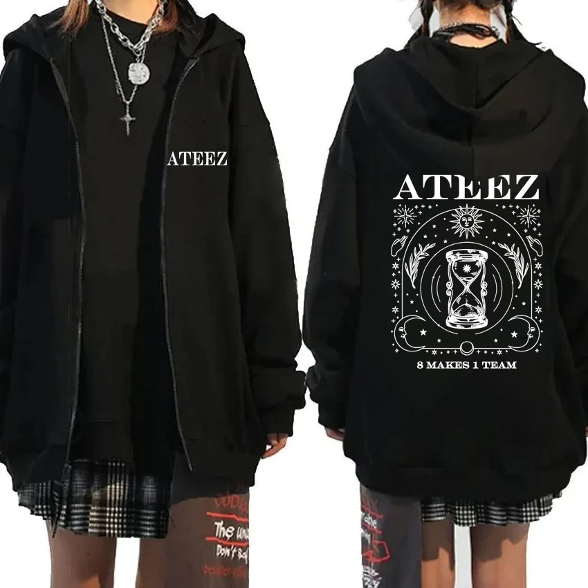 &TEAM アジツ コンサートグッズ ジップアップフーディー Lサイズ Kpop Ateez group 8 Makes 1 Team Music Tour Zipper Hoodie