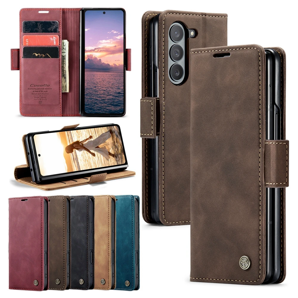 Retor Leather Anti-Drop Flip Wallet Phone Case with Card Holder