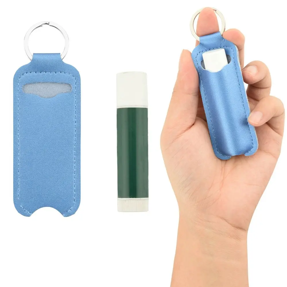 1pc PU Leder Lippenstift Schlüsselbund Tasche Bunte Schlüssel Ring Halter Lip Balm Fall Schlüsselbund Tasche Einfache Schlüsselbund Halter – Detail 11