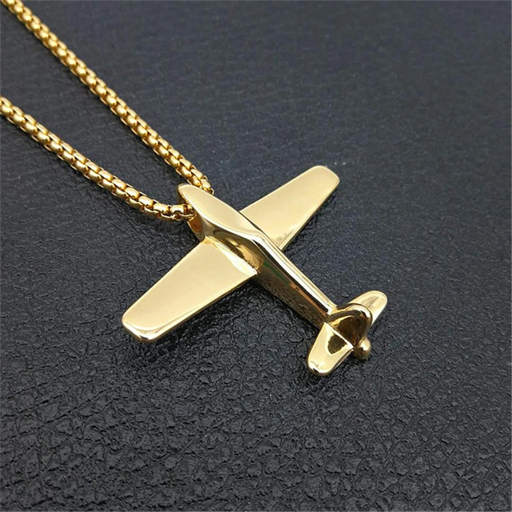 Collana Uomo Con Ciondolo Aereo Vintage – Hip Hop Punk Rock – Acciaio Inossidabile – Catena 60 Cm - 4
