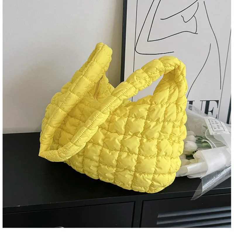 KK 2024 New Folding Cloud Versatile Fashion One Shoulder Handheld Dumplings Large Capacity Down Cotton Underarm Women's Bag