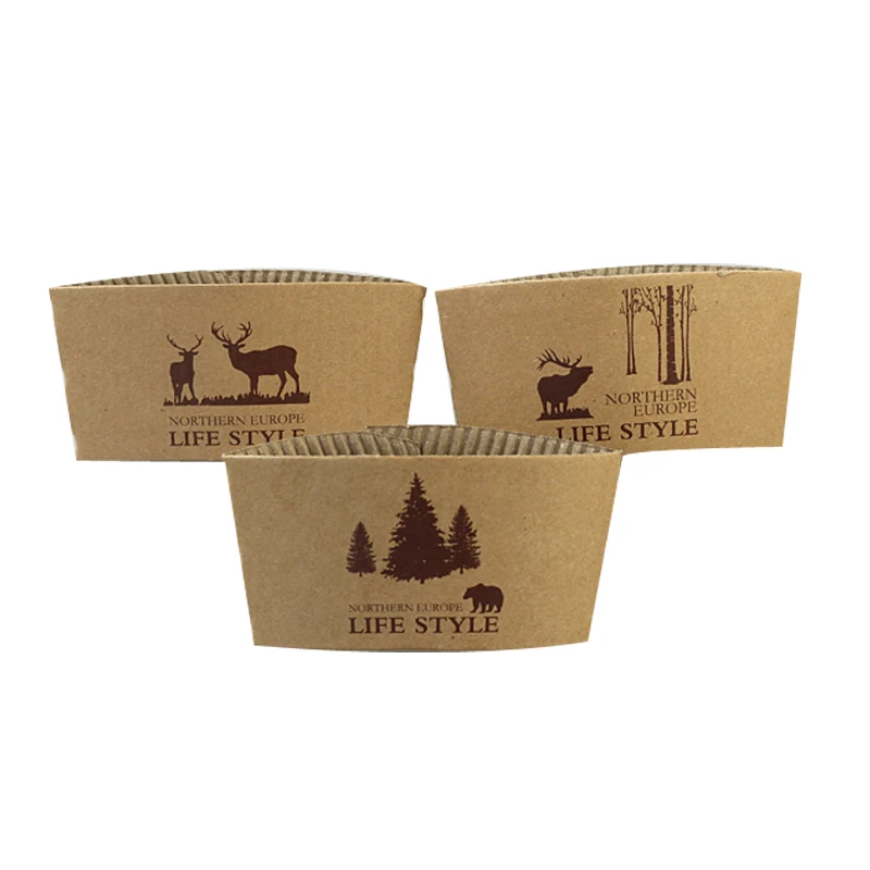 25PCS Disposable Cup Sleeve Paper Kraft for Cold and Hot Drinks Tea Coffee Beverages Co... - SKU DCS01205 - UGI Packaging