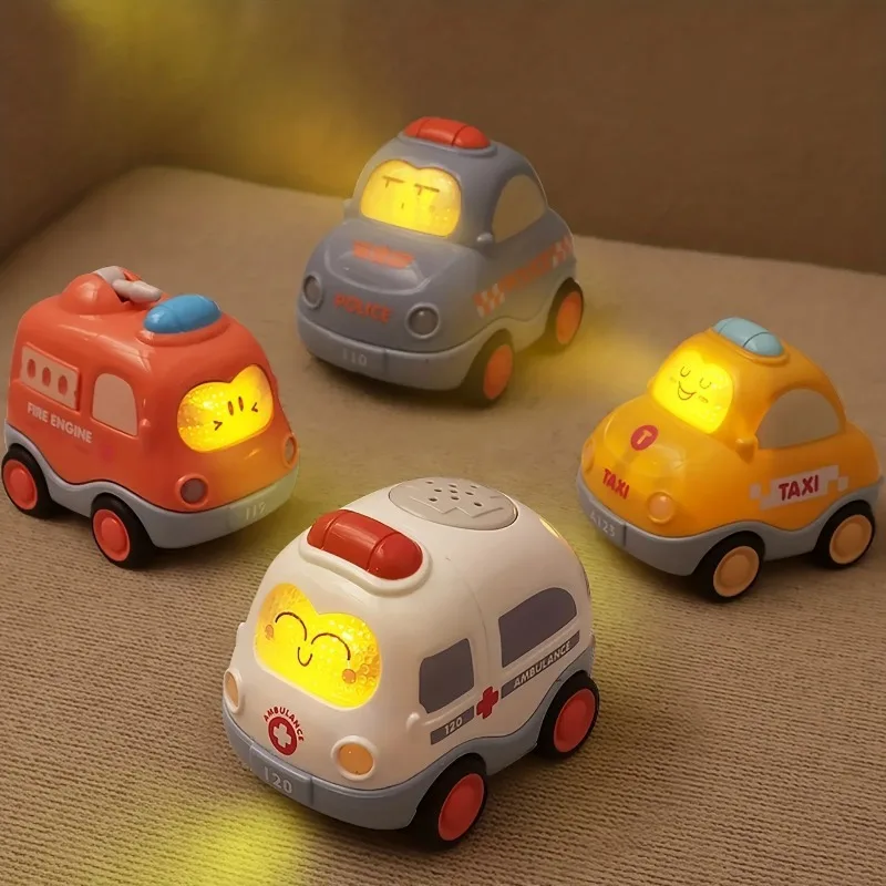 

Pull Back Vehicle Toy Toddlers Cars with Lights & Sound, Police Car, Ambulance, Fire Truck, Taxi Birthday Party Gifts Toy