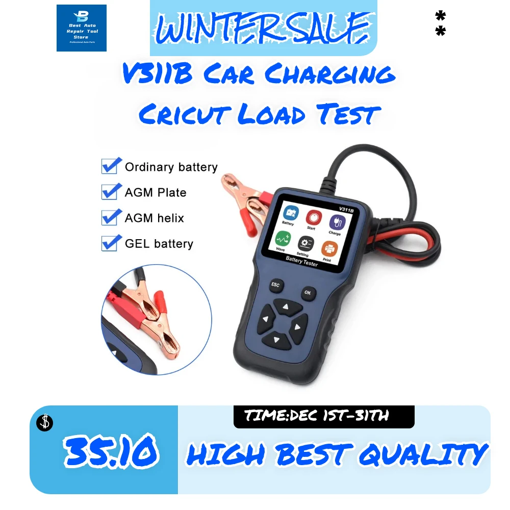 

V311B Car Charging Cricut Load Test Auto Diagnostic Tool Automotive Analyzer 12V Battery Charger Cranking Scanner Detection