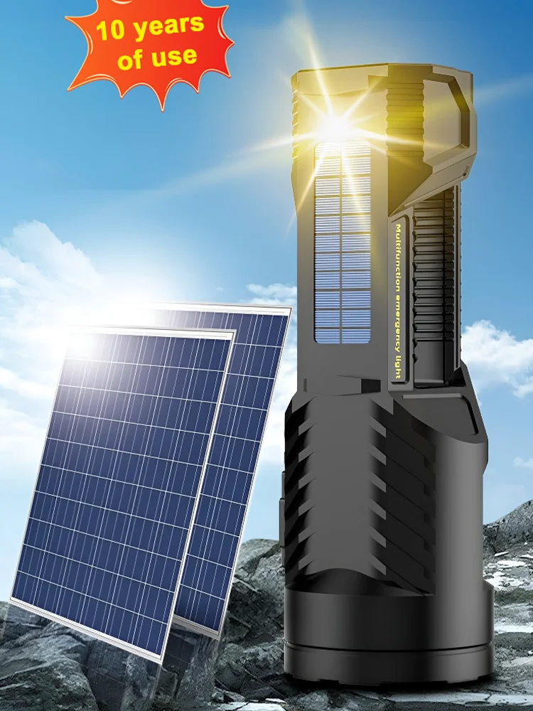 Extra Large Flashlight 22/27/38.5cm Outdoor Solar Rechargeable Searchlight Long Range Super Bright