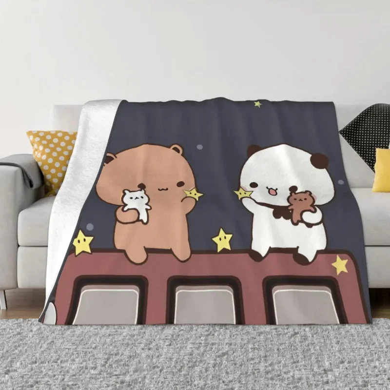 

Bubu Dudu Cartoon Blanket Flannel Decoration Watching The Moon Together Portable Home Bedspread